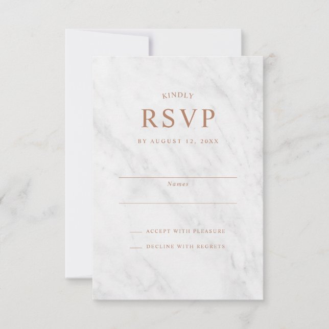 Elegant Modern Marble Ro Guld Bröllop OSA Card Inbjudningar (Framsida)