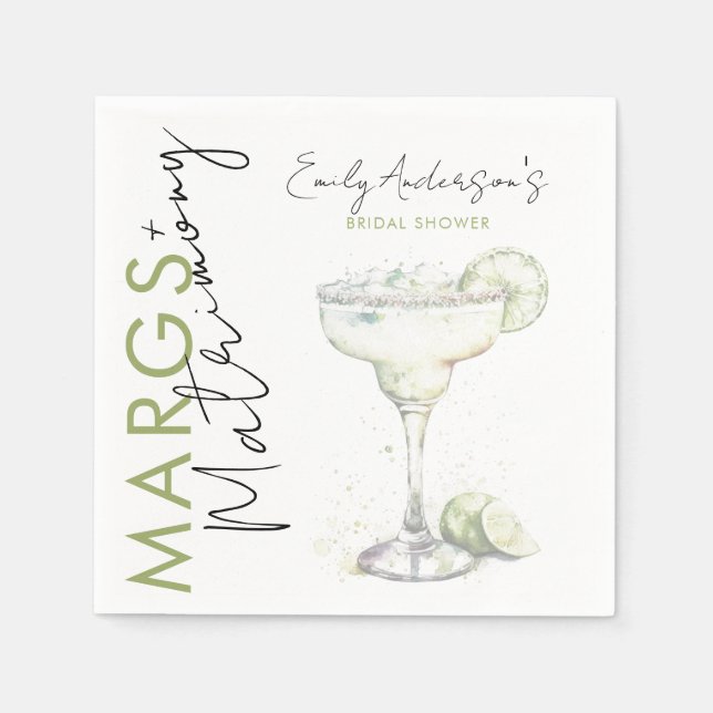 Elegant Modern Margs and Matrimony Bridal Shower Pappersservett (Framsidan)