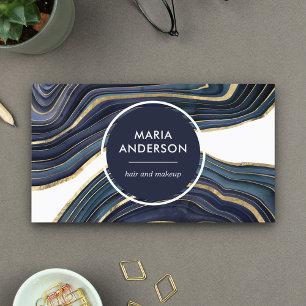 Elegant modern marinblå guld agat geod ädelsten visitkort