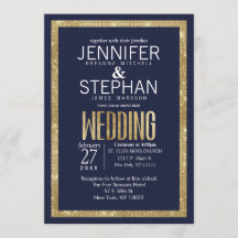 Elegant Modern marinblått Guld Sequin Bröllop