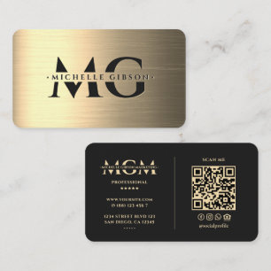 Elegant Modern Marknadsföring Svart Guld Monogram Visitkort