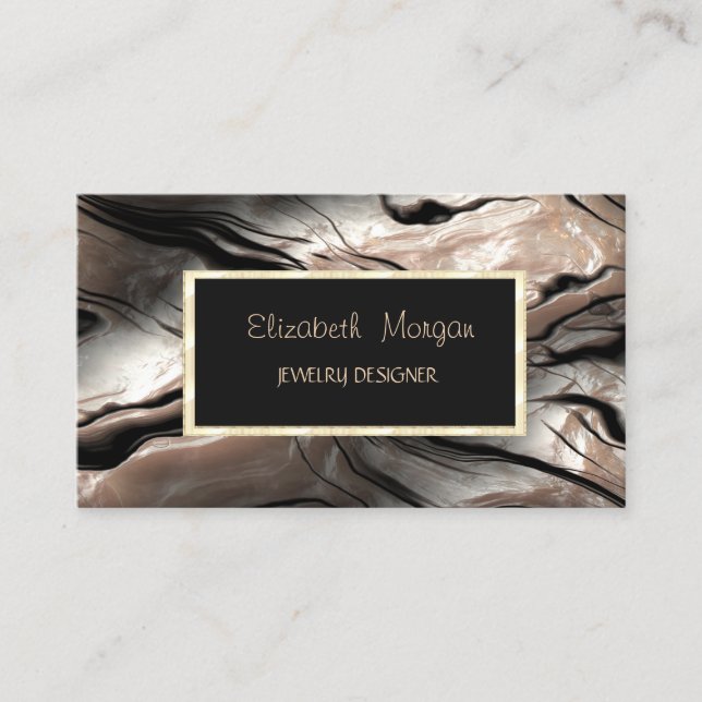 Elegant Modern Marmor, Guldram Smyckedesigner Visitkort (Framsida)