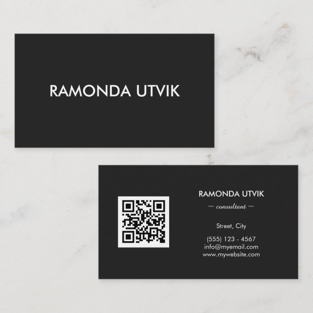 Elegant Modern med QR-kod Visitkort (Fram/baksida)