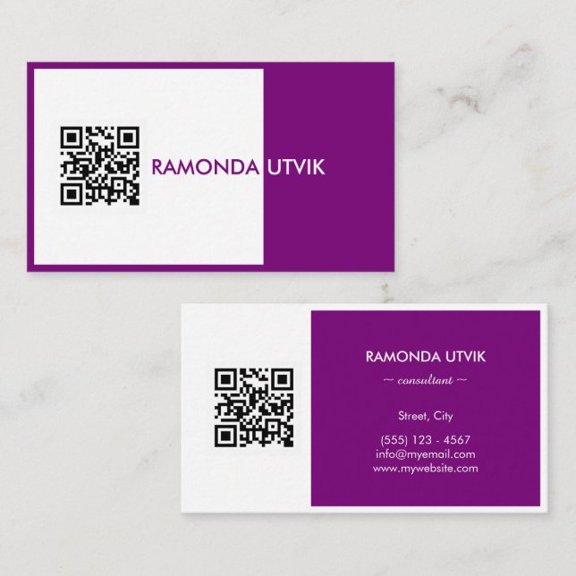 Elegant Modern med QR-kod Visitkort (Fram/baksida)