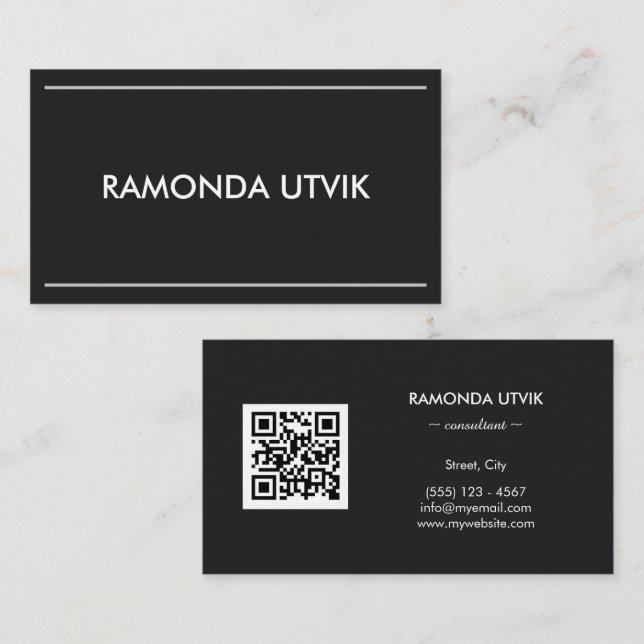 Elegant Modern med QR-kod Visitkort (Fram/baksida)