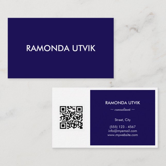 Elegant Modern med QR-kod Visitkort (Fram/baksida)