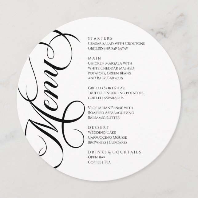Elegant modern Menu Black and White Meny (Framsida)