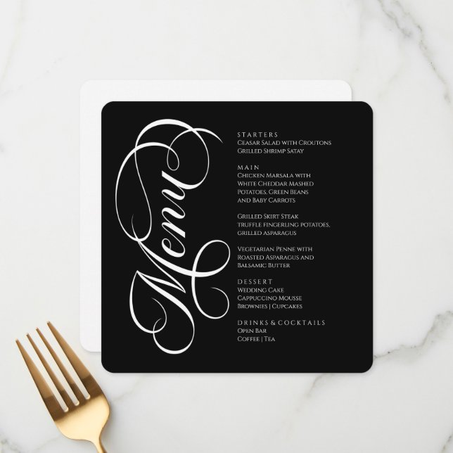 Elegant modern Menu Black and White Meny (Fram/Back In Situ)