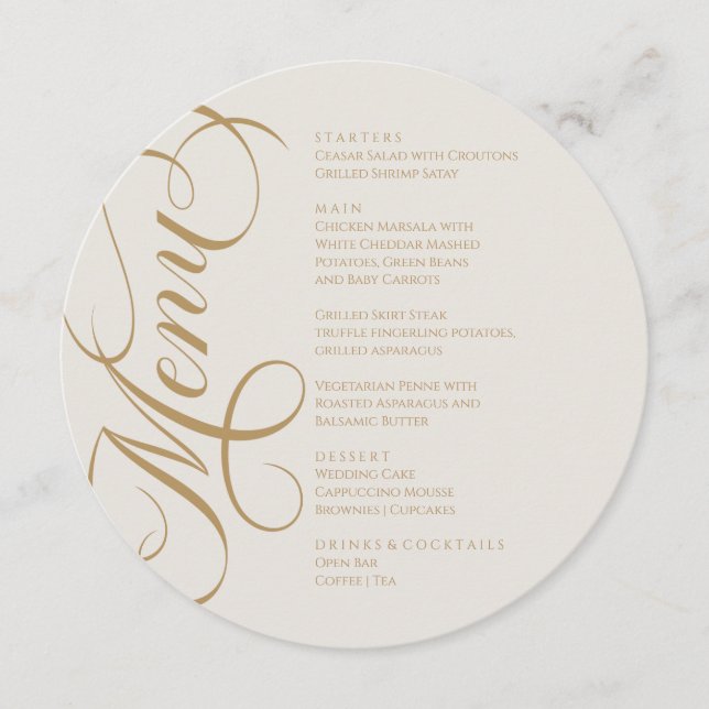 Elegant modern Menu Marfil and Gold Meny (Framsida)