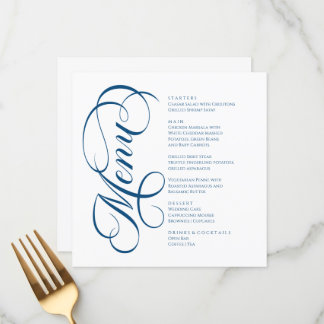 Elegant modern Menu White and Blue Navy Meny
