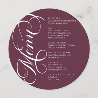 Elegant modern Menu White and Wine Meny