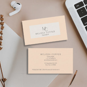 Elegant Modern Minimal Beige Monogram Visitkort