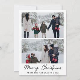 Elegant Modern Minimal Christmas Family 2 Photo Julkort