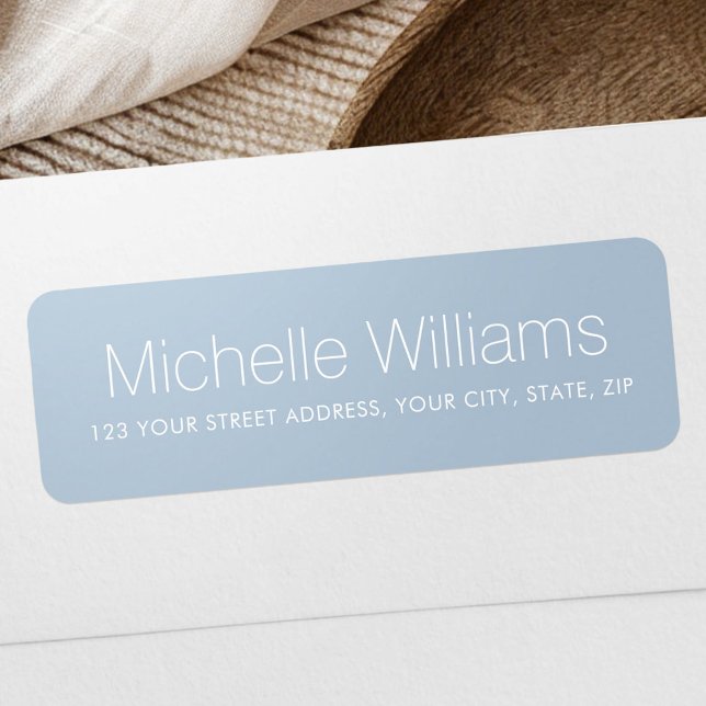 Elegant modern minimal dammblått returadress etikett (Elegant modern minimal dusty blue return address label)