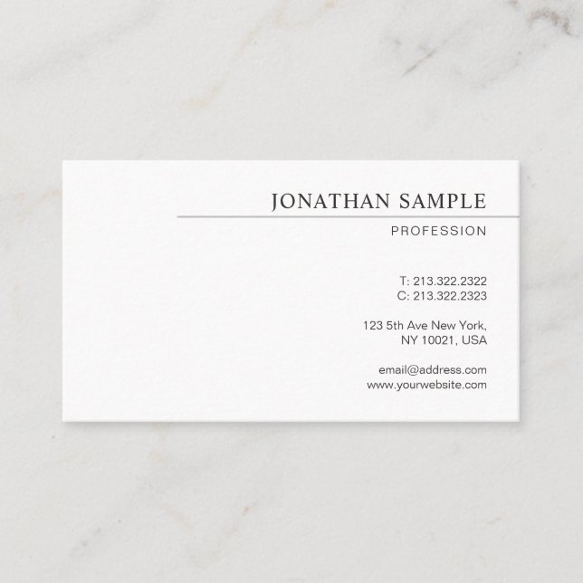 Elegant Modern Minimal Designmall Kort Anpassnings (Framsida)