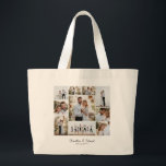 Elegant modern minimal fotokollage bröllop jumbo tygkasse<br><div class="desc">Elegant modern bröllop-fotokollage med minimal personlig,  enkel,  ren linjer-familjpresent till väskan.</div>