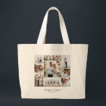 Elegant modern minimal fotokollage bröllop jumbo tygkasse<br><div class="desc">Elegant modern bröllop-fotokollage med minimal personlig,  enkel,  ren linjer-familjpresent till väskan.</div>
