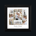 Elegant modern minimal fotokollage bröllop minnesask<br><div class="desc">Elegant modern minimal fotokollage av bröllop med minimal personlig,  enkel,  ren presentlåda i linjer-familjen med hemskorgen</div>
