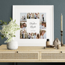 Elegant modern minimal fotokollage bröllop poster