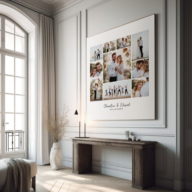 Elegant modern minimal fotokollage bröllop poster (Skapare uppladdad)
