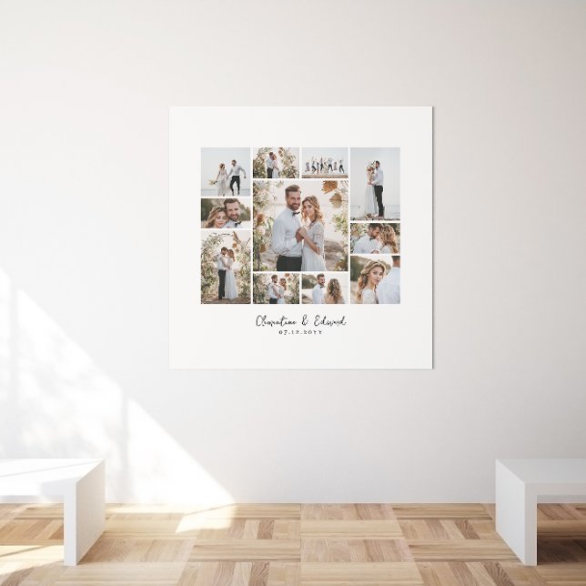 Elegant modern minimal fotokollage bröllop poster (Skapare uppladdad)