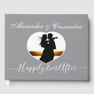 Elegant Modern Minimal Grått White Bröllop Gästböcker