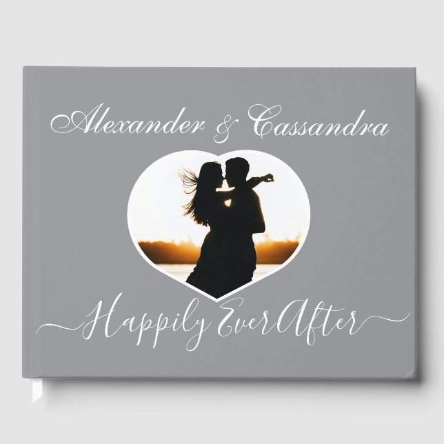 Elegant Modern Minimal Grått White Bröllop Gästböcker (Framsida)