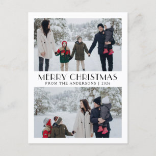 Elegant Modern minimal julfamilj 2 foto Helg Vykort