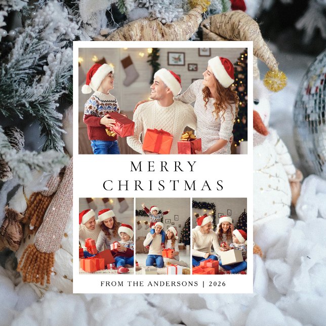 Elegant Modern minimal julfamilj 2 foto Julkort (Skapare uppladdad)