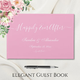 Elegant Modern Minimal Ljus rosa Cream Bröllop Gästböcker