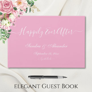 Elegant Modern Minimal Ljus rosa Cream Bröllop Gästböcker