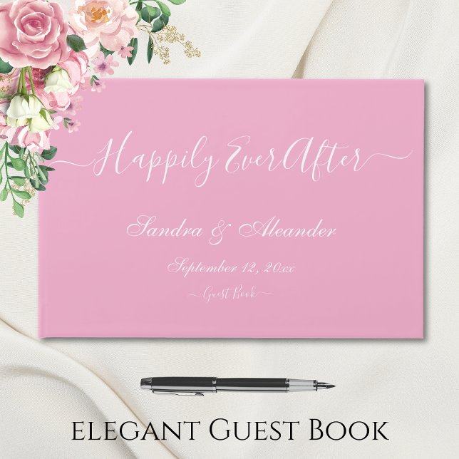 Elegant Modern Minimal Ljus rosa Cream Bröllop Gästböcker (Skapare uppladdad)