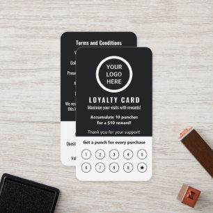 Elegant Modern minimal Logotyp, svart och vit kund Lojalitetskort