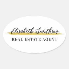Elegant Modern minimal mall för Anpassningsbar Nam Ovalt Klistermärke
