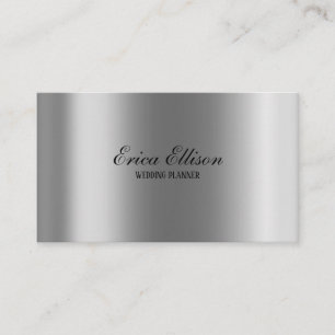 Elegant Modern Minimal Metallisk Silver Bröllop Visitkort