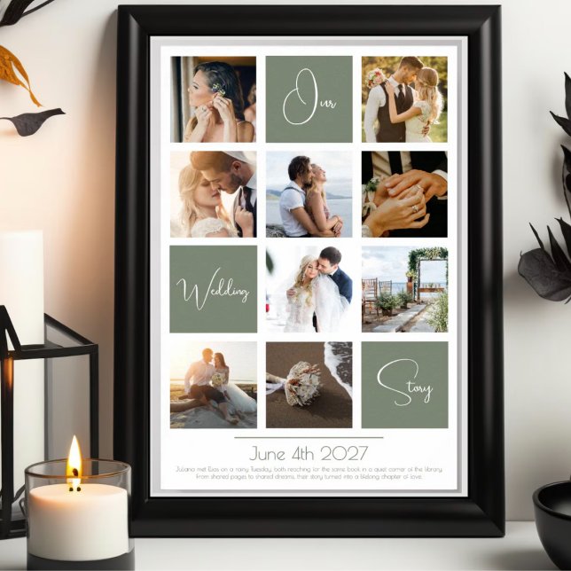 Elegant modern minimal photo collage wedding poster (Skapare uppladdad)