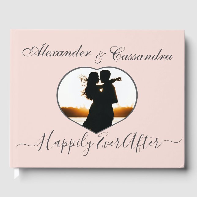 Elegant Modern Minimal  Rosa Photo Bröllop Gästböcker (Framsida)