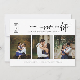 Elegant Modern Minimal Spara datumfoto QR-kod Inbjudningar