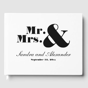 Elegant Modern Minimal svart och vitt Bröllop Gästböcker