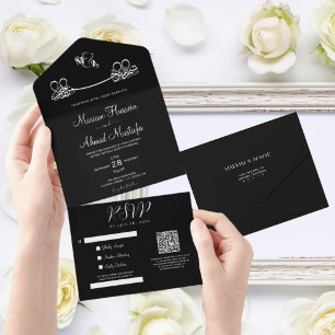 Elegant Modern Minimal Svart & Vitt Islamiskt Nika