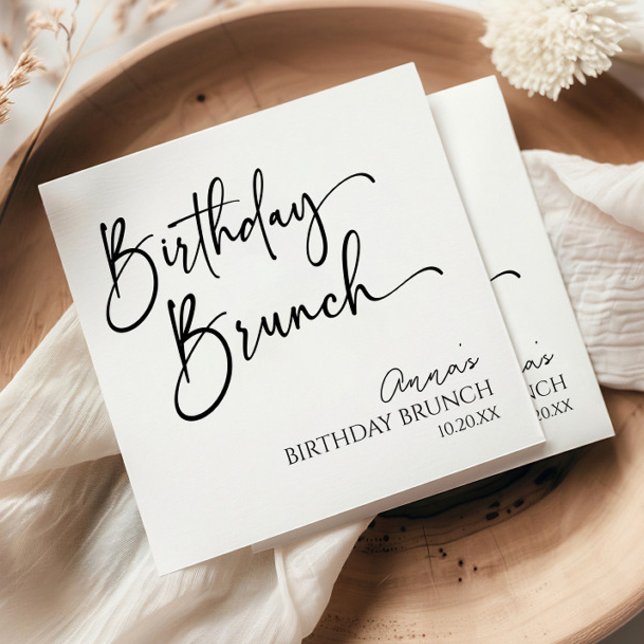 Elegant Modern Minimalist Birthday Brunch Party Pappersservett (Skapare uppladdad)