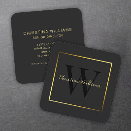Elegant Modern Minimalist Black Guld Professionell Fyrkantigt Visitkort