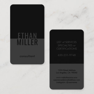 Elegant Modern Minimalist Black och Grått Lodrät Visitkort