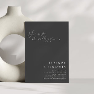Elegant Modern Minimalist Black Script Bröllop Inbjudningar