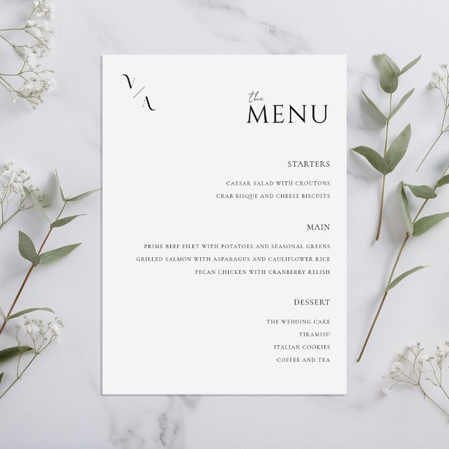 Elegant Modern Minimalist Bröllop Menu Meny (Skapare uppladdad)