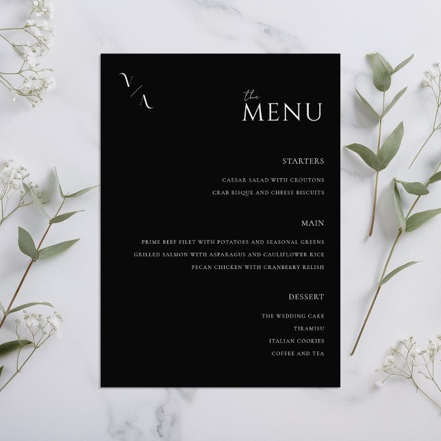 Elegant Modern Minimalist Bröllop Menu Meny (Skapare uppladdad)
