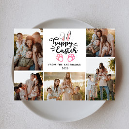 Elegant Modern Minimalist Happy Easter 5 Photo Julkort