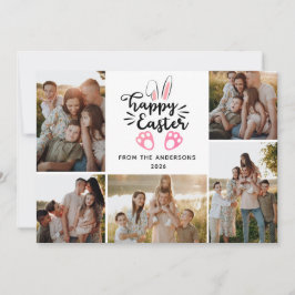 Elegant Modern Minimalist Happy Easter 5 Photo Julkort