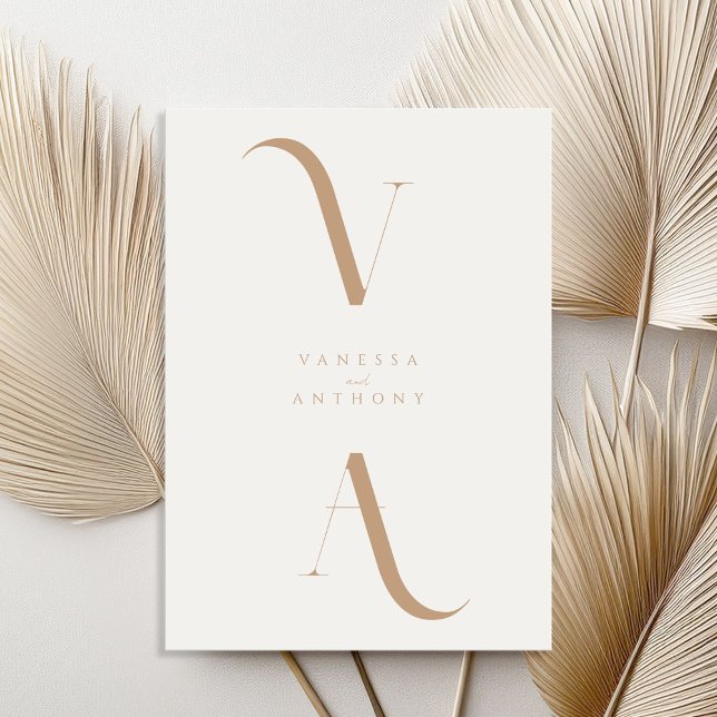Elegant Modern Minimalist Ivory and Tan Wedding Inbjudningar (Skapare uppladdad)