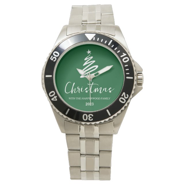 Elegant Modern Minimalist Jul Familjenamn Armbandsur (Framsida)